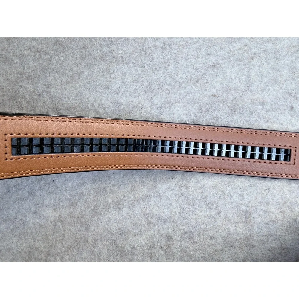 Kemisant Ratchet Belt Men Adjustable Brown Leather Automatic Slide Dress 28